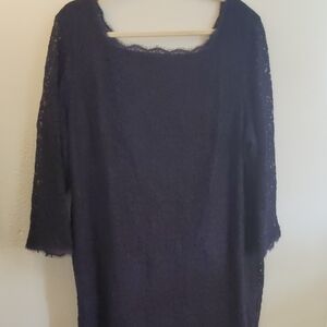 Adrianna Papell Navy Lace Evening Dress 3\4 Sleeves Mother Bride Formal 22w